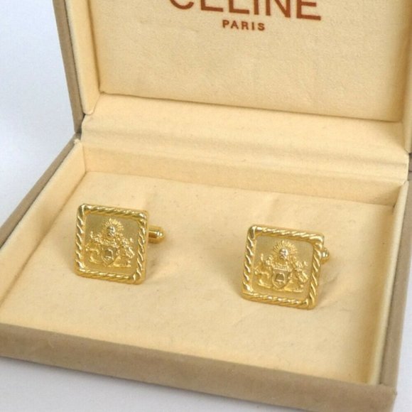 Celine Other - Rare lion design gold Cufflinks in celine box